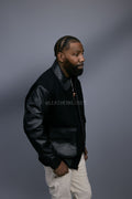 Men's Wool And Leather Pilot Jacket [Black]