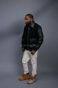 Men's Wool And Leather Pilot Jacket [Black]