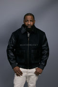 Men's Wool And Leather Pilot Jacket [Black]