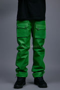 Men's Leather Cargo Jean Pants [Green]