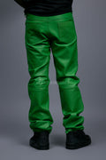 Men's Leather Cargo Jean Pants [Green]