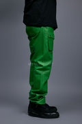 Men's Leather Cargo Jean Pants [Green]