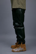 Men's Leather Jean Pants [Forest Green]