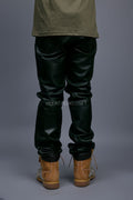 Men's Leather Jean Pants [Forest Green]