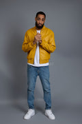 Men's Classic Leather Baseball Jacket [Yellow]