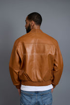 Men's Classic Baseball Leather Jacket [Saddle Brown]