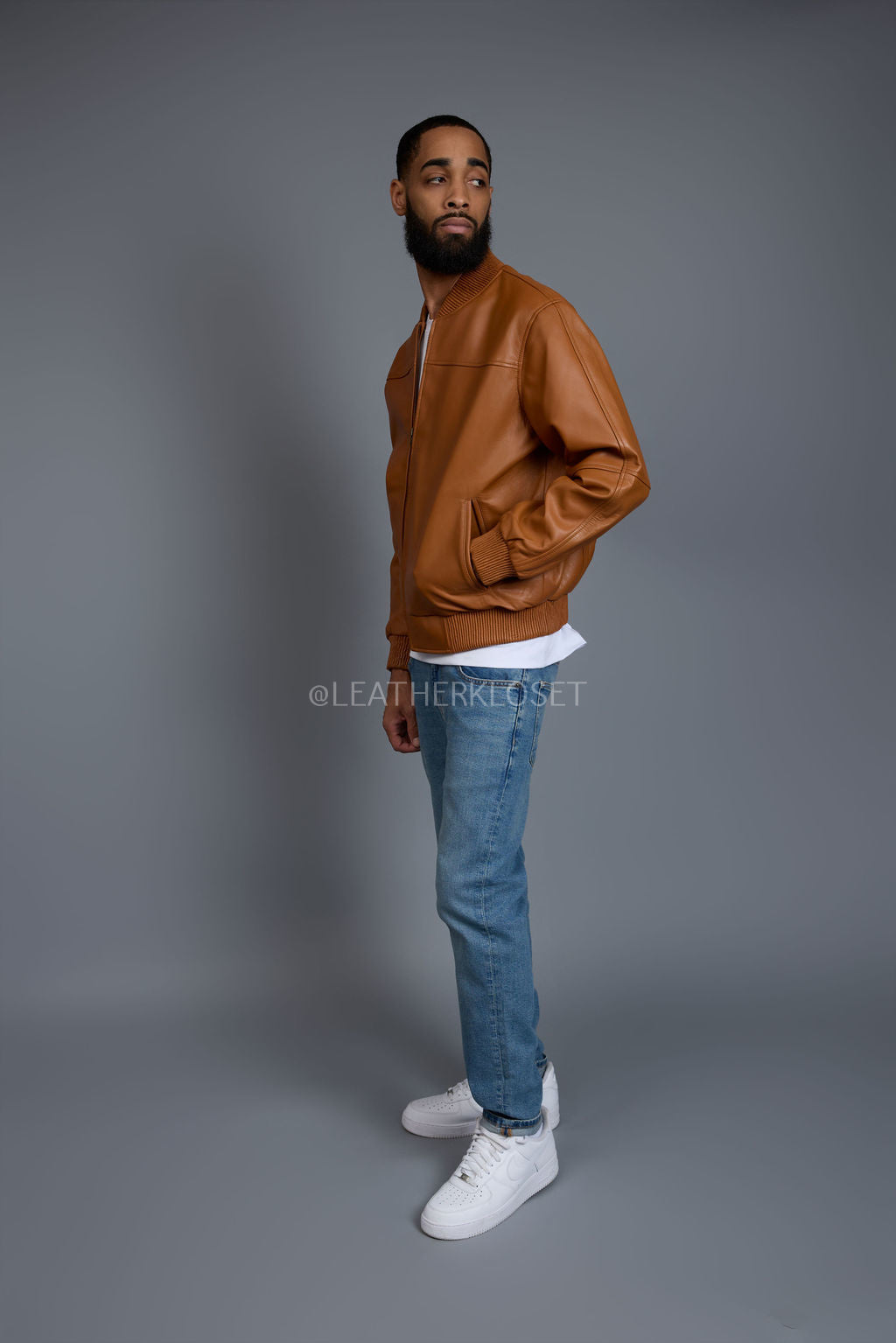 Men's Classic Baseball Leather Jacket [Saddle Brown]