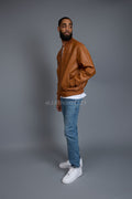 Men's Classic Baseball Leather Jacket [Saddle Brown]