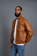 Men's Classic Baseball Leather Jacket [Saddle Brown]