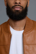 Men's Classic Baseball Leather Jacket [Saddle Brown]