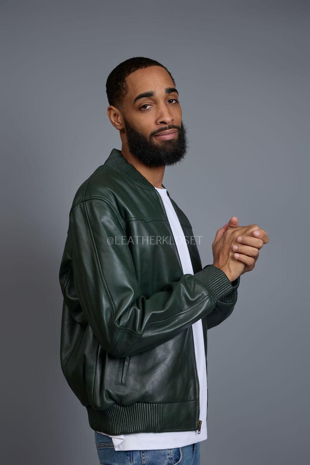 Men's Classic Baseball Jacket Forest Green – LeatherKloset