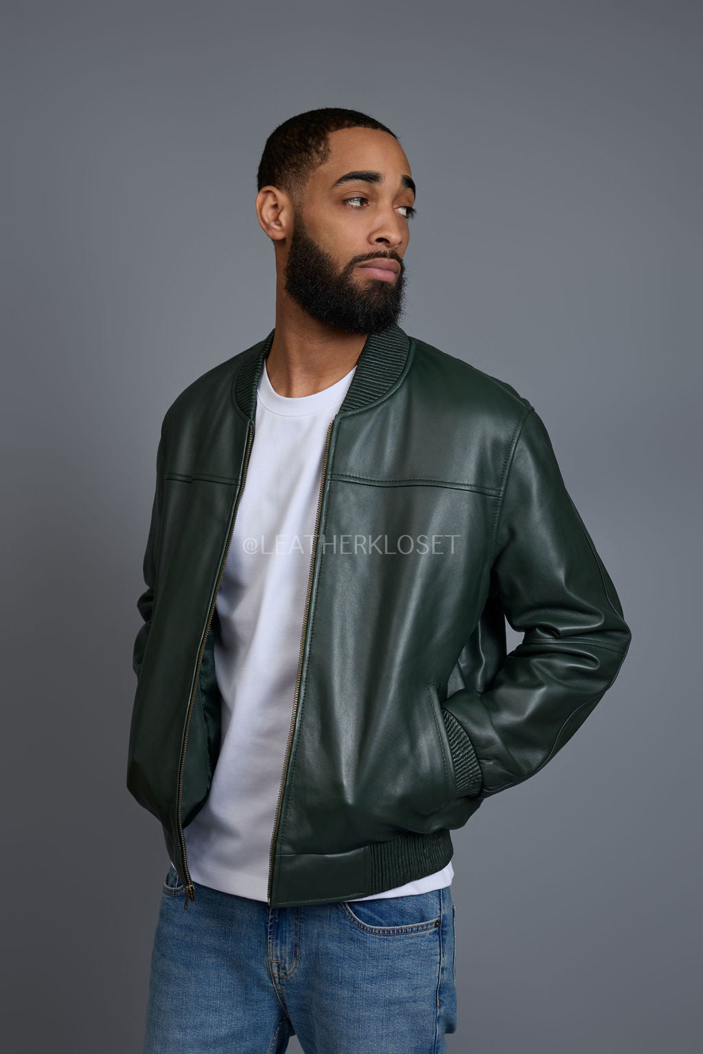 Men's Classic Baseball Jacket Forest Green