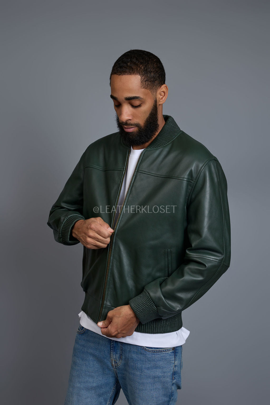 Men's Classic Baseball Jacket Forest Green