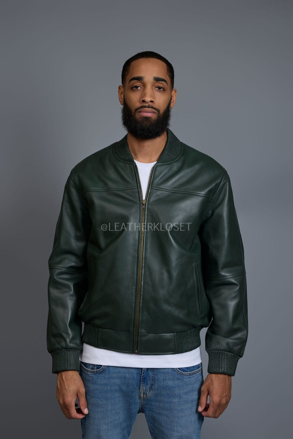 Men's Classic Baseball Jacket Forest Green