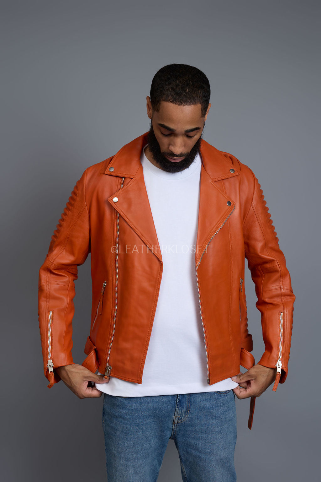 Men's Trey Biker Jacket [Orange]
