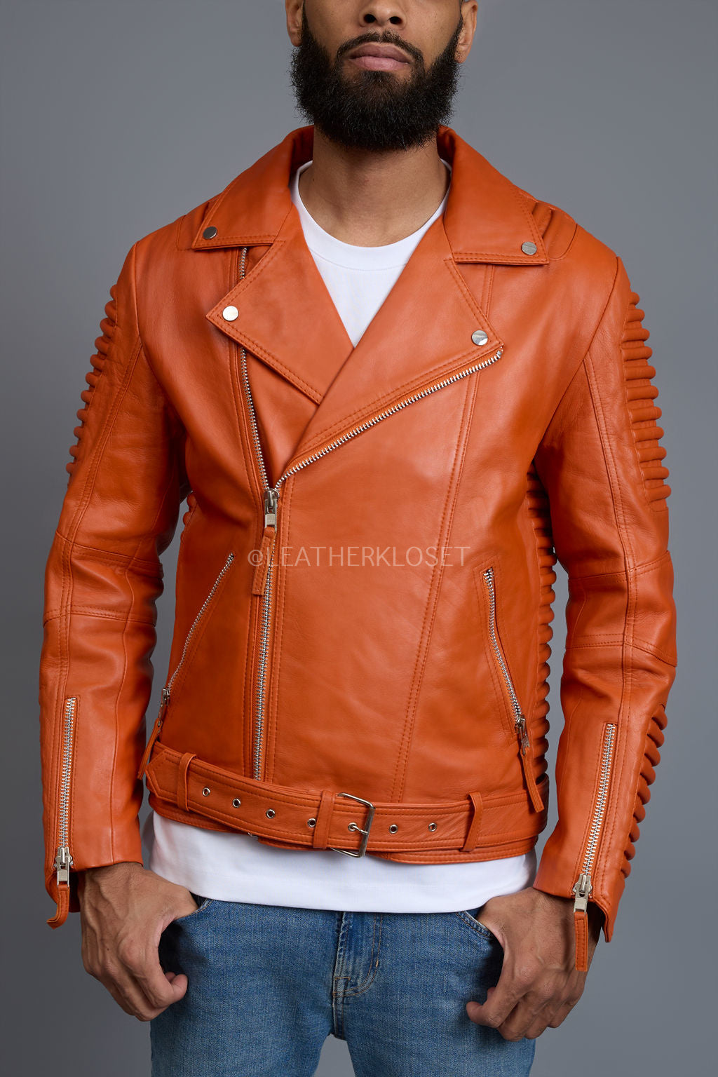 Men's Trey Biker Jacket [Orange]