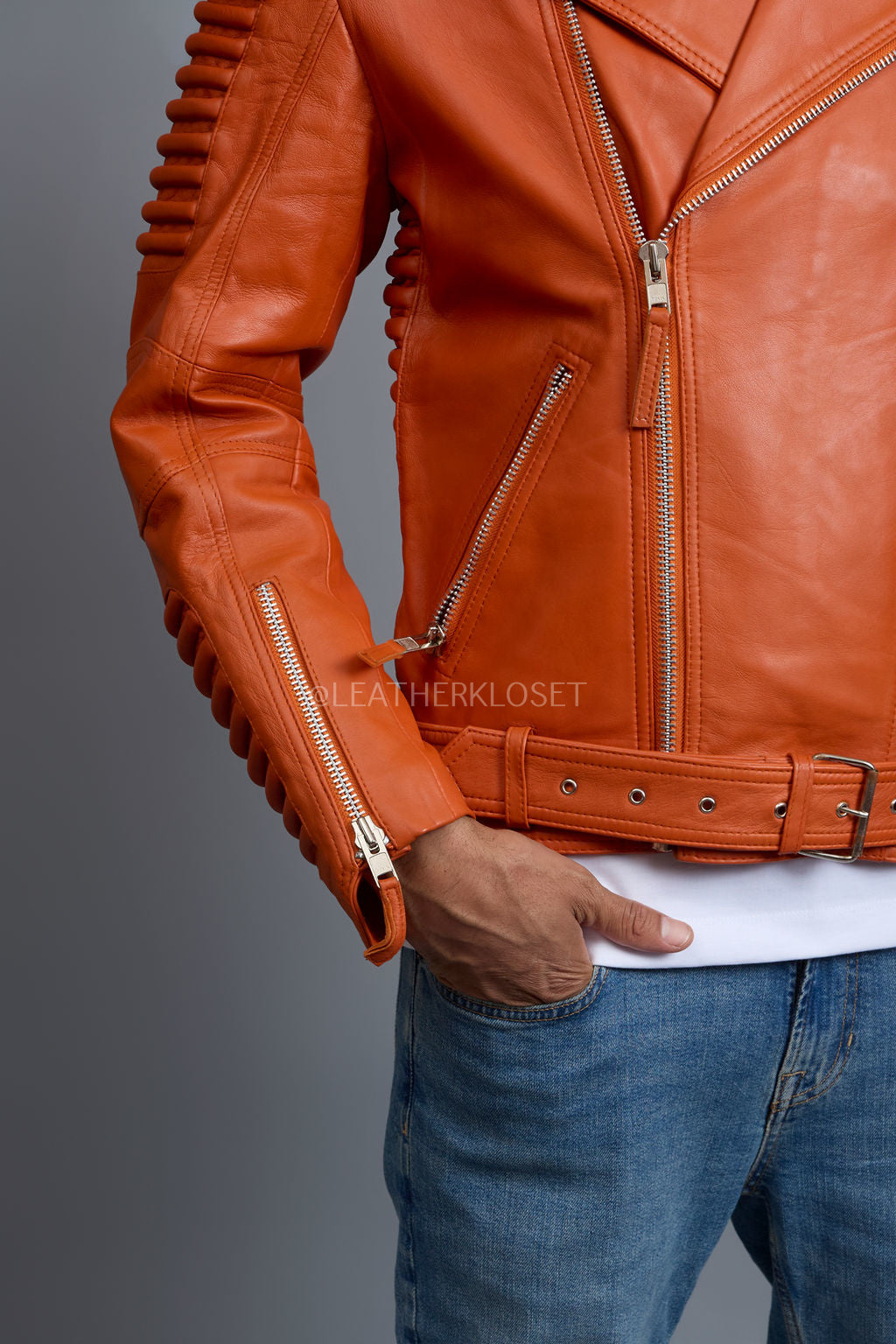 Men's Trey Biker Jacket [Orange]