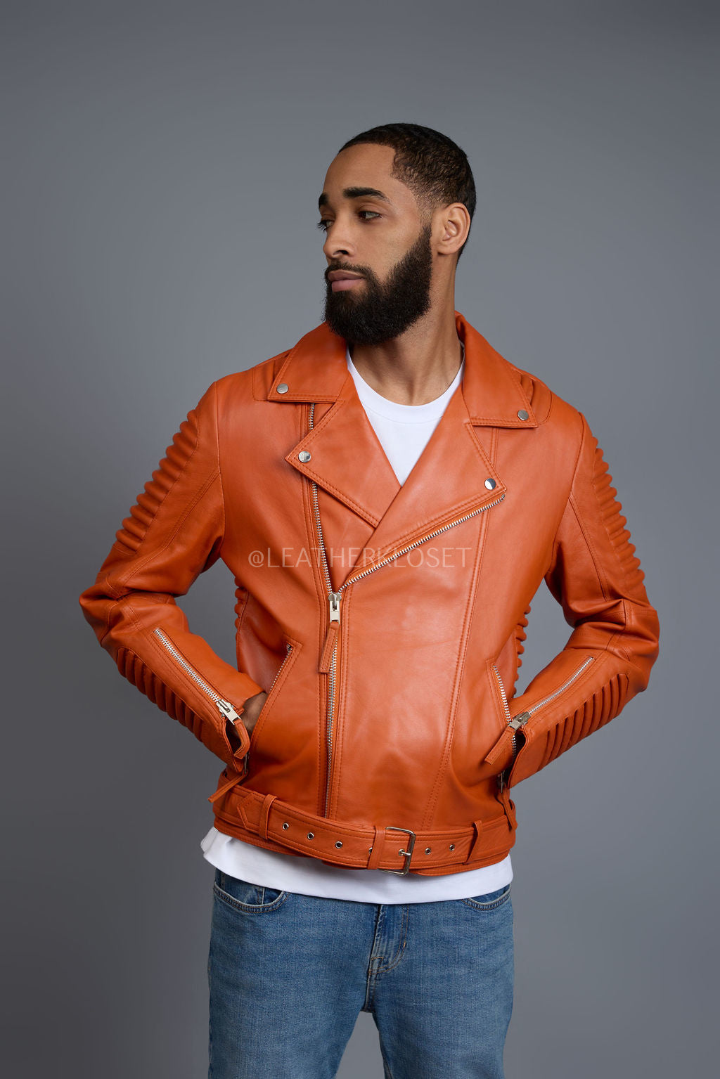 Men's Trey Biker Jacket [Orange]