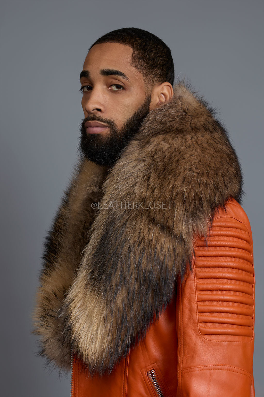Men's Trey Biker Full Raccoon Fur Collar [Raccoon]