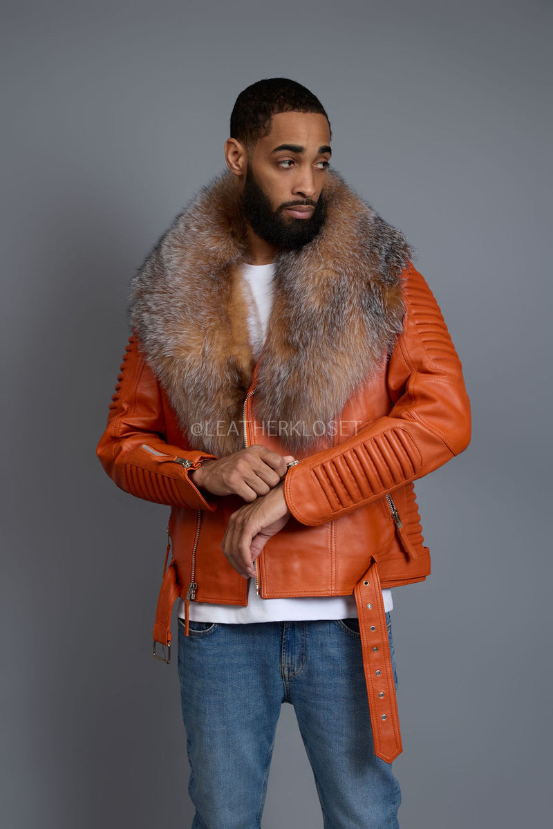 Men's Trey Biker Full Fox Fur Collar [Crystal Fox]