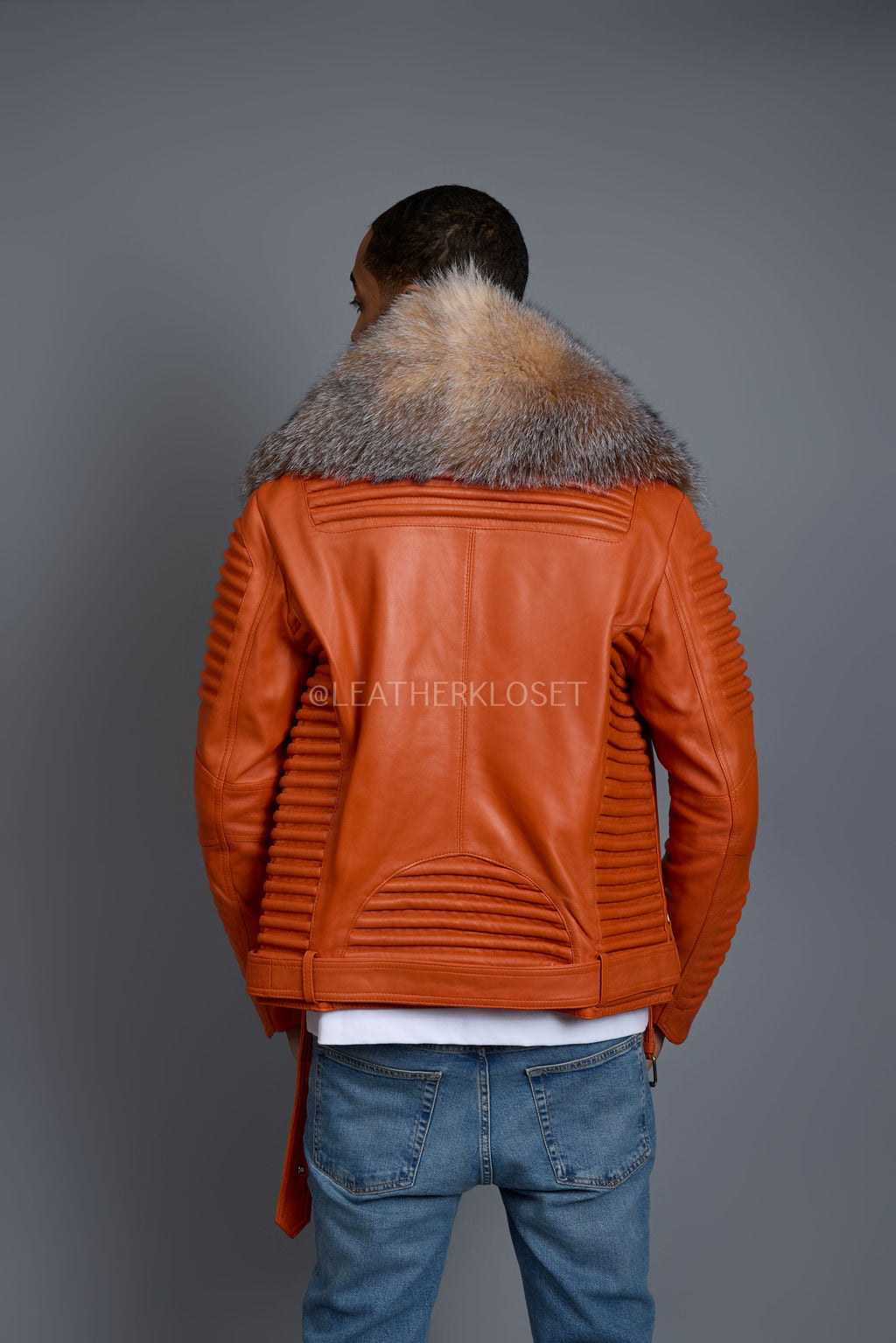Men's Trey Biker Full Fox Fur Collar [Crystal Fox]