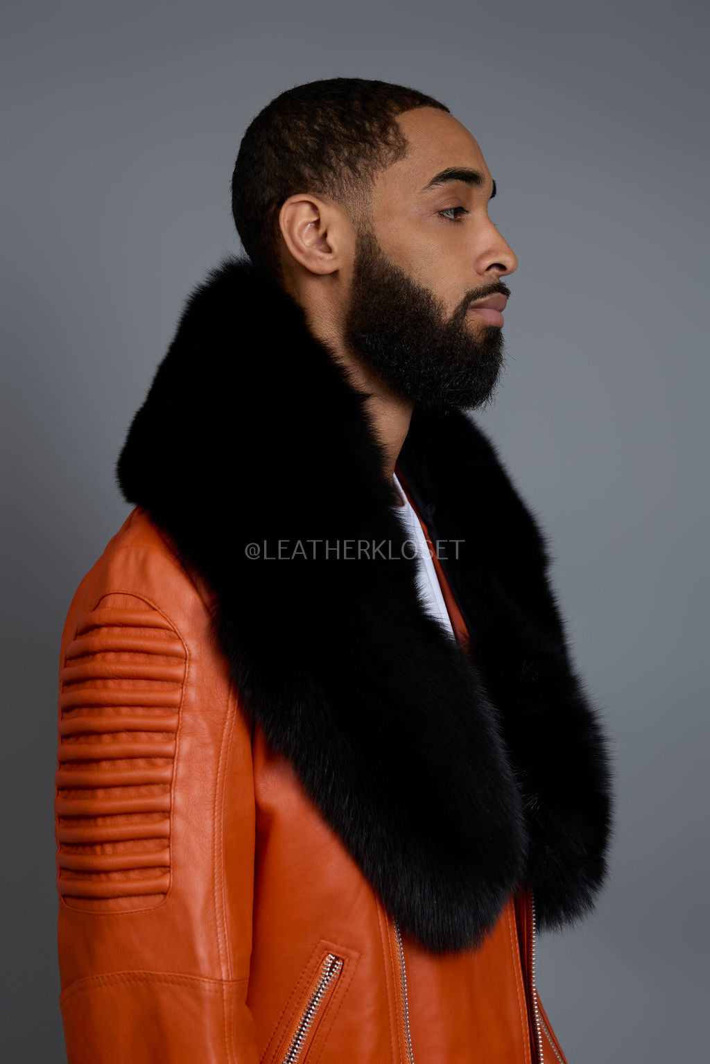 Men's Trey Biker Full Fox Fur Collar [Black Fox]