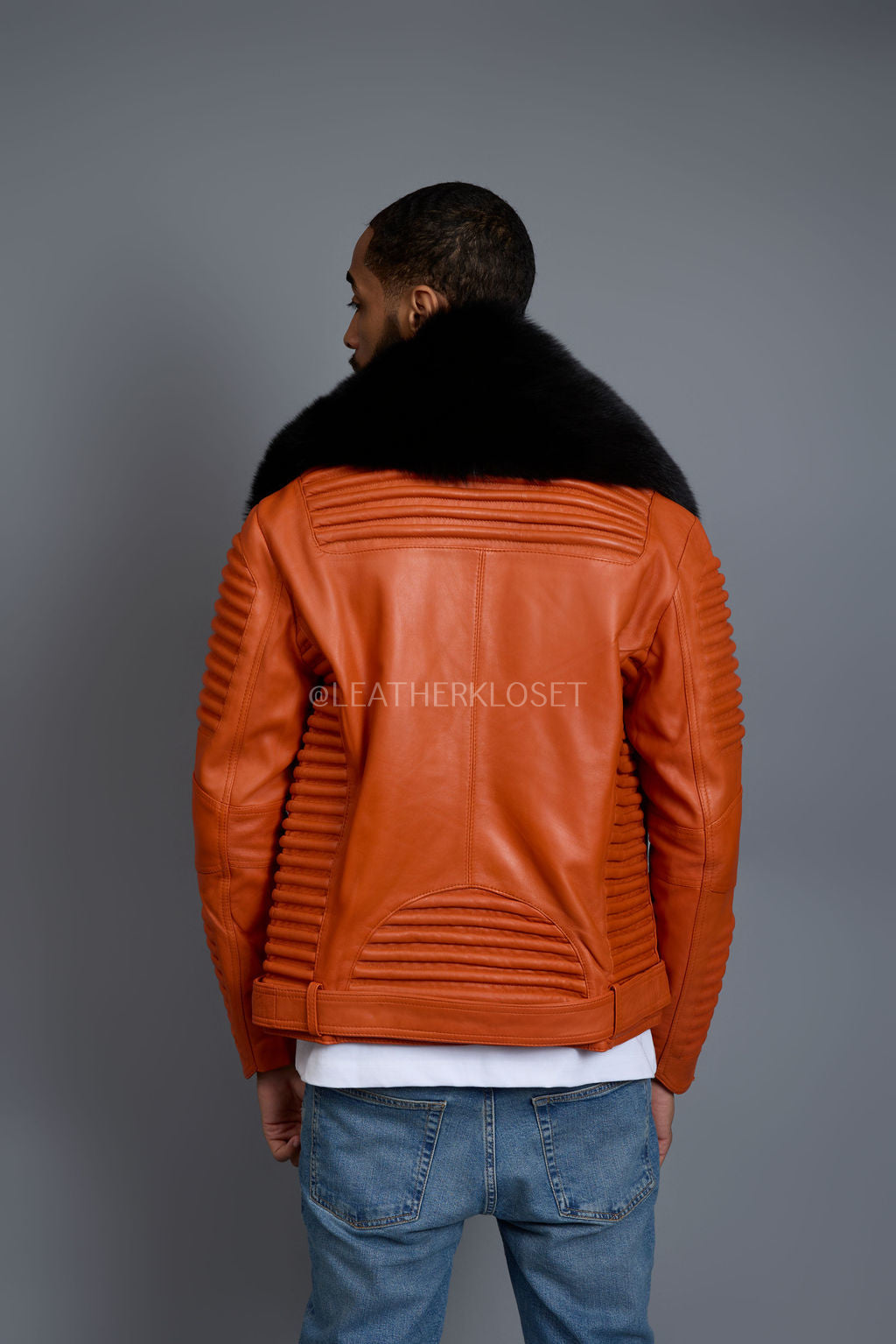 Men's Trey Biker Full Fox Fur Collar [Black Fox]