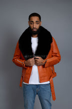 Men's Trey Biker Full Fox Fur Collar [Black Fox]