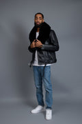 Men's Trey Biker Black Full Fox Fur Collar [Black Fox]
