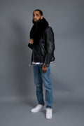 Men's Trey Biker Black Full Fox Fur Collar [Black Fox]