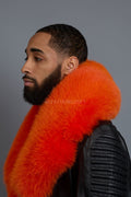 Men's Trey Biker Black Full Fox Fur Collar [Orange Fox]