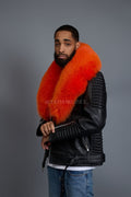 Men's Trey Biker Black Full Fox Fur Collar [Orange Fox]