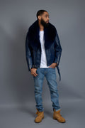 Men's Trey Biker Navy Full Fox Fur Collar [Navy Fox]