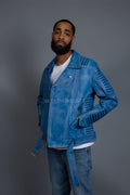 Men's Trey Biker Jacket Distressed Leather