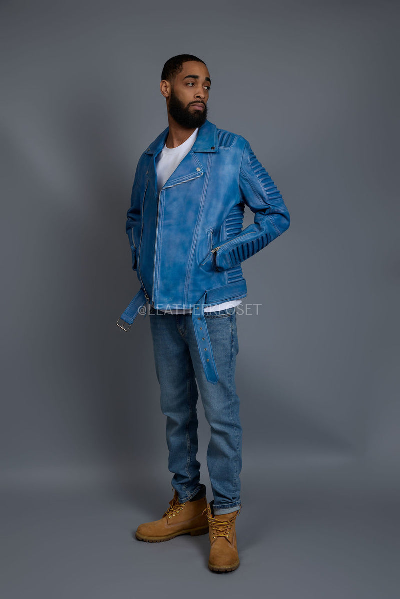 Men's Trey Biker Jacket Distressed Leather