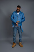 Men's Trey Biker Jacket Distressed Leather