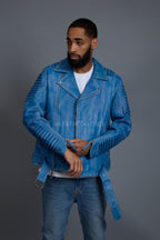 Men's Trey Biker Jacket Distressed Leather