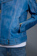 Men's Trey Biker Jacket Distressed Leather