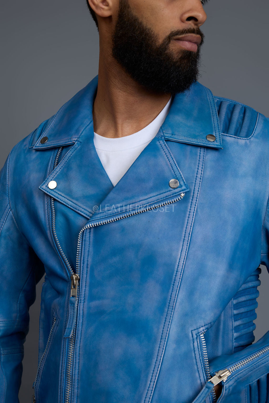 Men's Trey Biker Jacket Distressed Leather