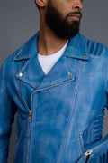 Men's Trey Biker Jacket Distressed Leather