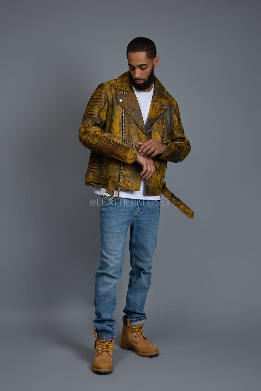 Men's Trey Biker Jacket [Destroyed Yellow]