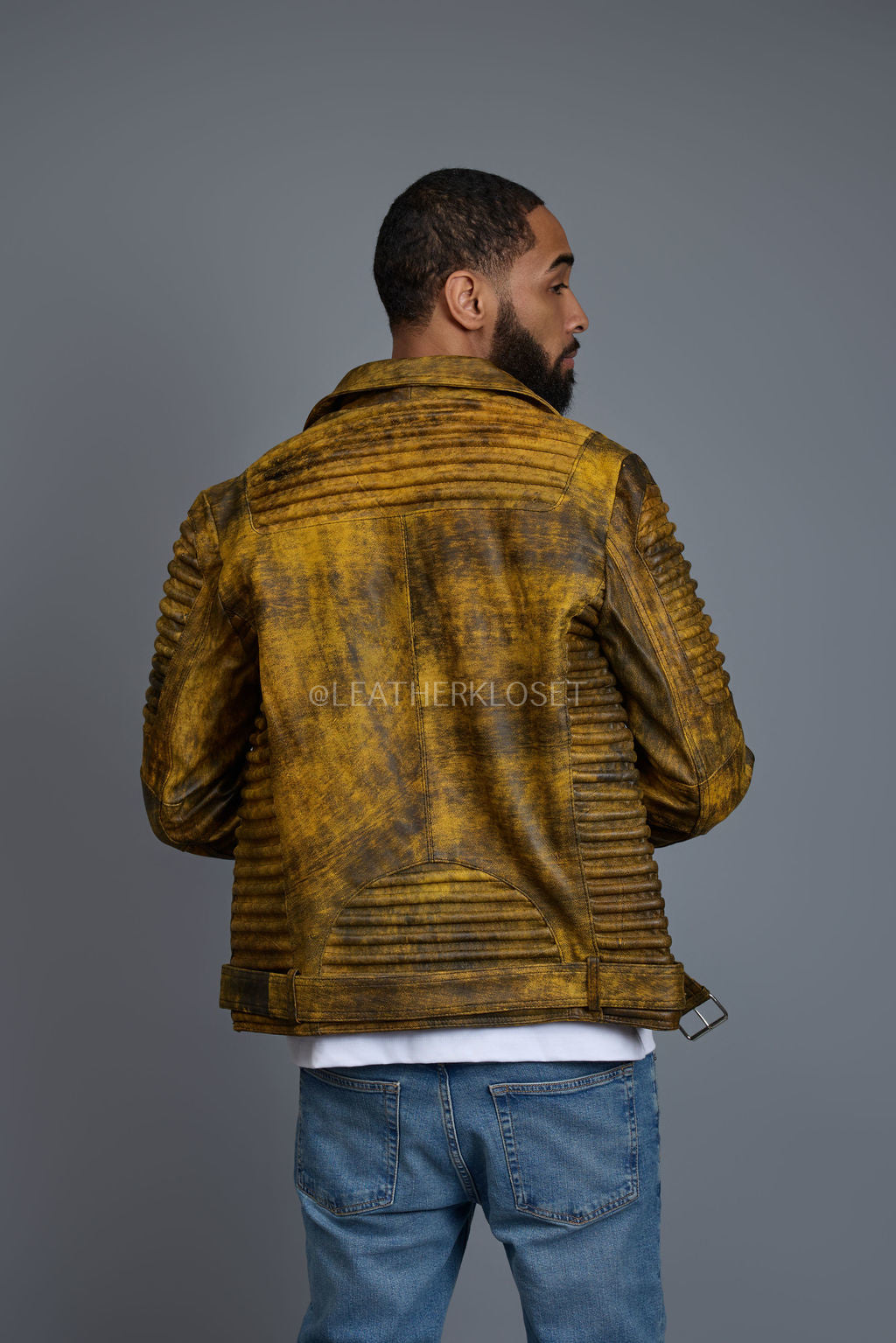 Men's Trey Biker Jacket [Destroyed Yellow]