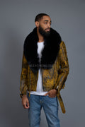 Men's Trey Biker Leather Full Fox Fur Collar [Destroyed Yellow]