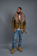 Men's Trey Biker Leather Full Fox Fur Collar [Destroyed Yellow]