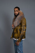 Men's Trey Biker Leather Full Fox Fur Collar [Destroyed Yellow]