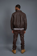 Men's Faris Braided Leather Bomber Jacket [Chocolate]