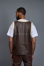 Men's Leather Crossover Leather Basketball Jersey [Chocolate/Beige]