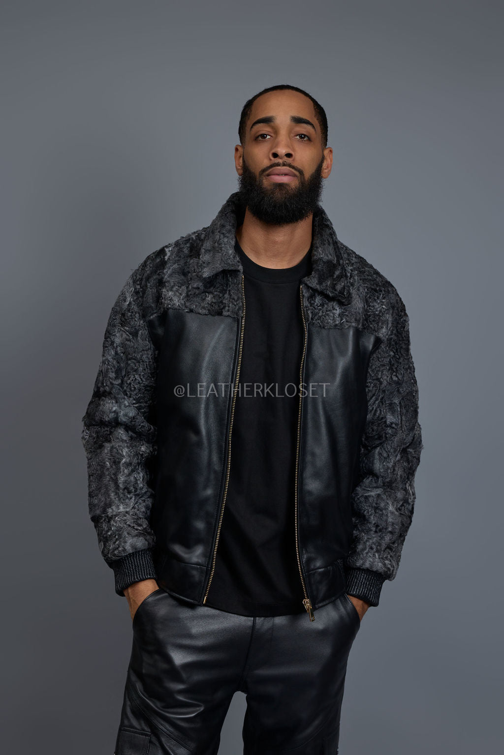 Men's Leather & Persian Lamb Combo 2.0 [Black/Grey]