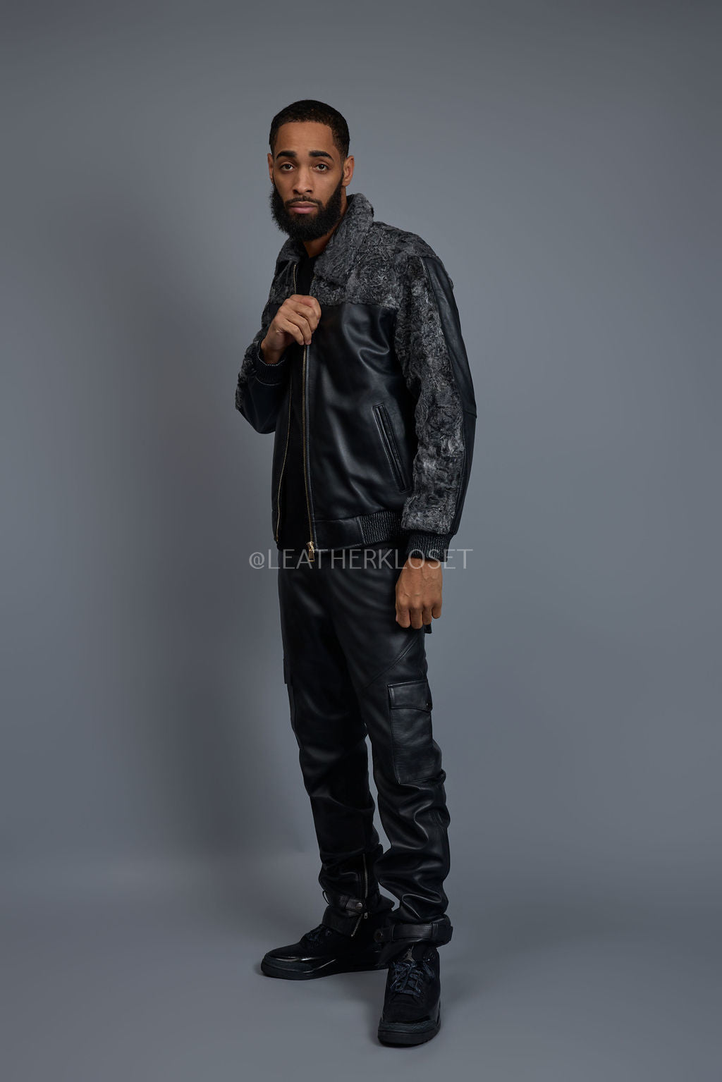 Men's Leather & Persian Lamb Combo 2.0 [Black/Grey]