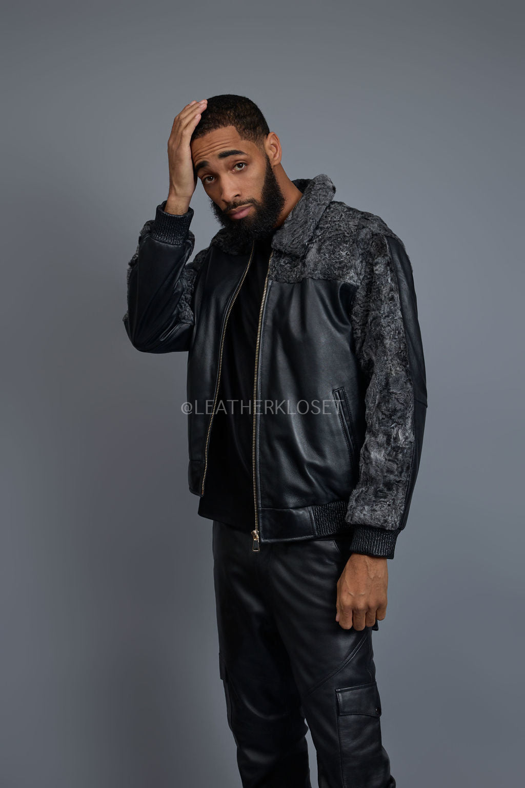 Men's Leather & Persian Lamb Combo 2.0 [Black/Grey]